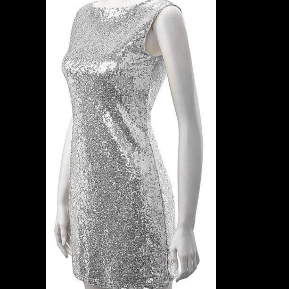 Sexy Deep V-Back Sequin Glitter Bodycon Mini Dress